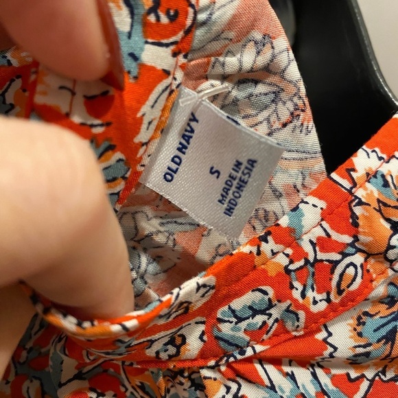 New NWT Old Navy Women Floral V Neck Long Sleeve Blouse Small Red blue - Picture 4 of 5